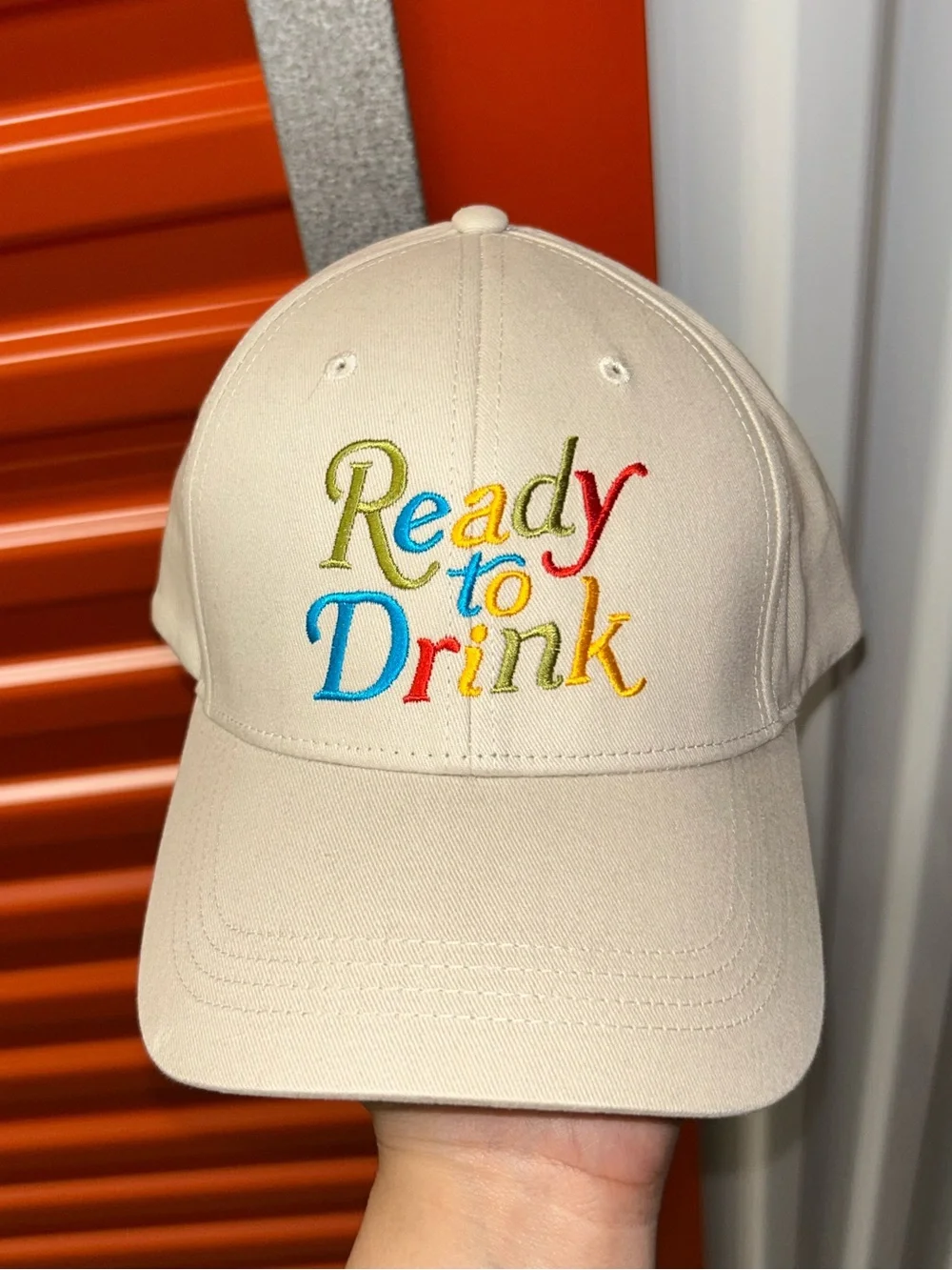Ready to Drink Embroidered Beige Baseball Cap
